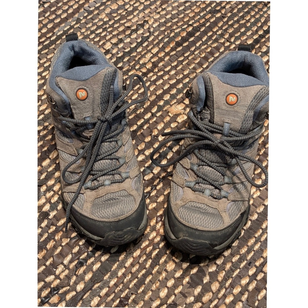 Merrell Moab 3 Mid Waterproof Hiking Boots Womens 9 Grey Blue Vibram